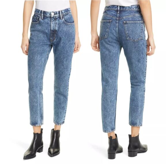 Moussy Denim - Moussy Acid Wash Boyfriend Crop Skinny Jeans Blue Ankle Jeans Women's 25